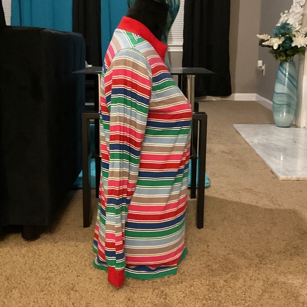 Men's Turtleneck Sweater - Red, Green, Blue, Navy, White Stripes - Picture 4 of 6